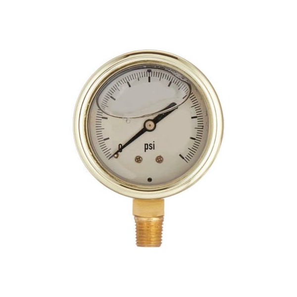 Engineered Specialty Products, Inc PIC Gauges 2.5" Forged Brass Pressure Gauge, 1/4" NPT, 0/100 PSI, Glycerine Filled, LM 601L-254E 601L-254E - main